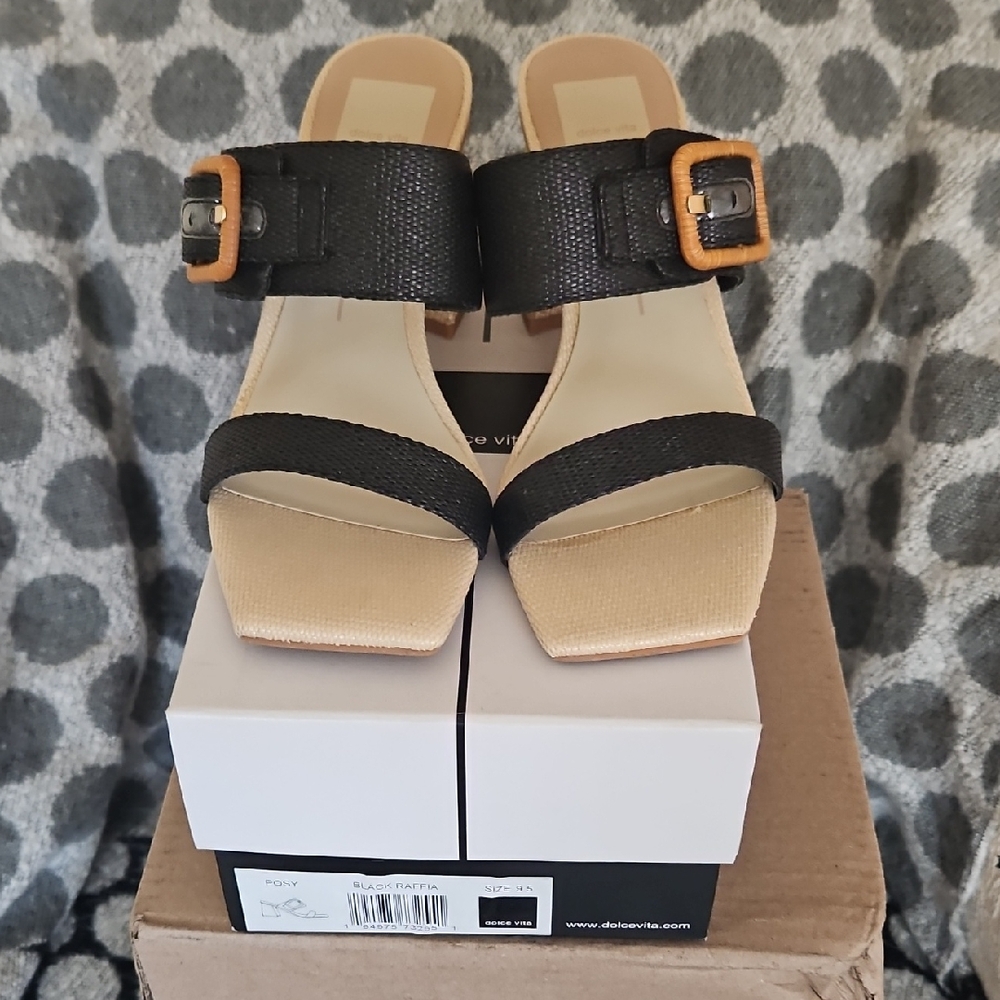 Dolce Vita Black and Tan Buckle Sandals
